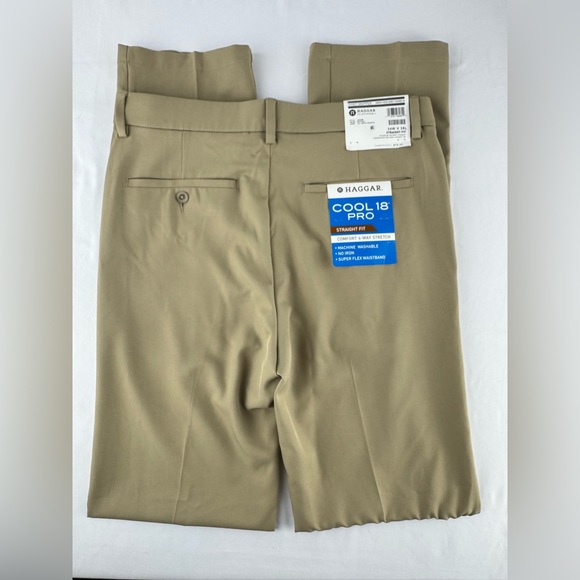 NWT Hagger Men's Shirt Gripper Tan Dress Pants - Picture 2 of 10